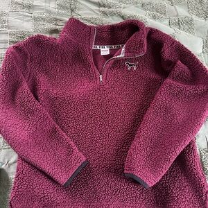 PINK Victoria's Secret Burgundy Sherpa Sweatshirt